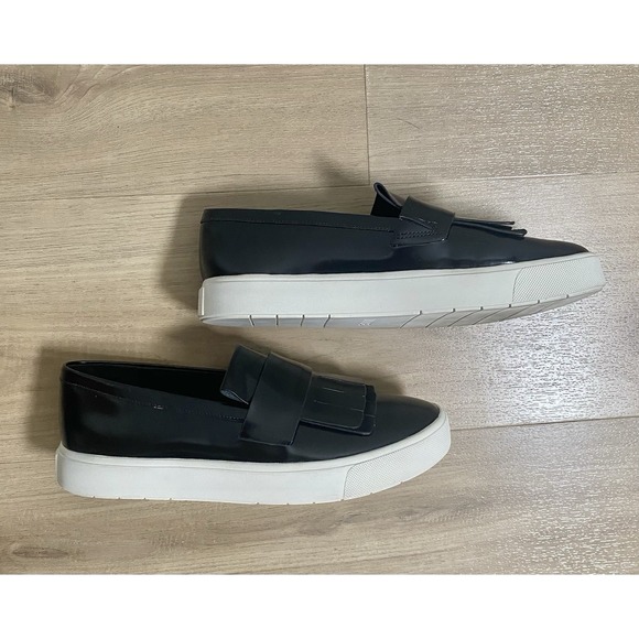 Vince Coventry Black Patent Leather Slip On Kiltie Loafers Shoes Women's Size 6 - Picture 3 of 9